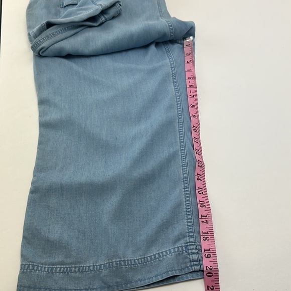 Villager Chambray Wide leg Cropped Pants 18 Tencel Blend Pockets Flowy C… - Picture 9 of 14